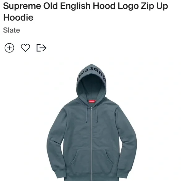 Supreme Old English Hood Logo Zip Up Hoodie
